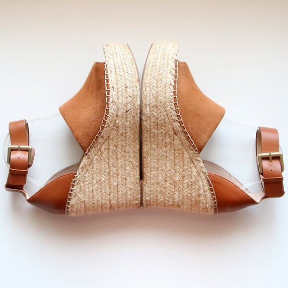 Marc Fisher Adalyn Brown Suede & Leather Platform Espadrille Ankle Strap Sandals - Picture 7 of 16